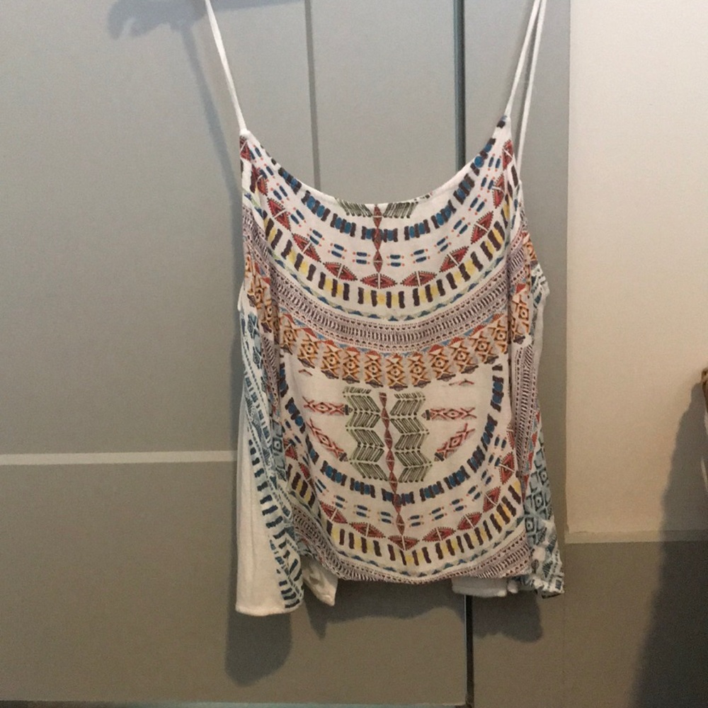 Zara white tank top with geometric design